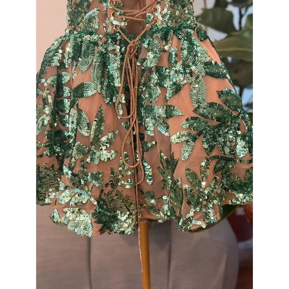 BRONX BANCO Chloe Pailette Teal Strapless Sequin Mini Dress, cocktail | wedding - Picture 15 of 15